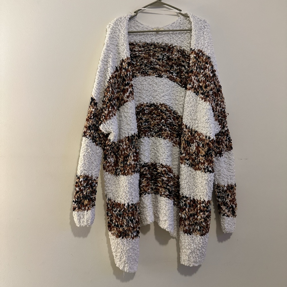 Kori Multicolor Striped Cardigan - Cream and Brown